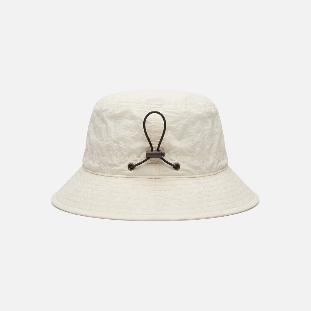 Packable Nylon Bucket Hat, Ivory, Front view
