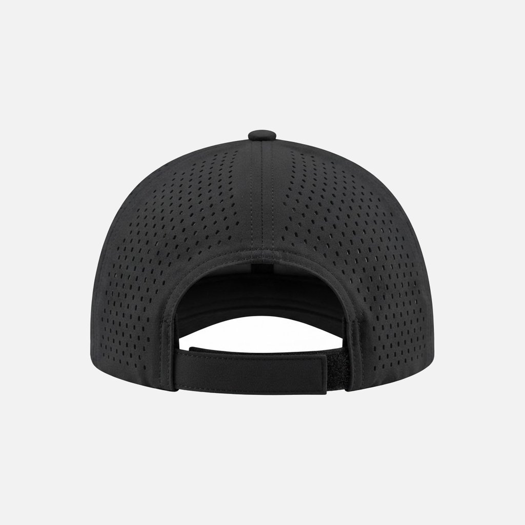 5-Panel Laser-Perforated Performance Cap, Black, Rear view