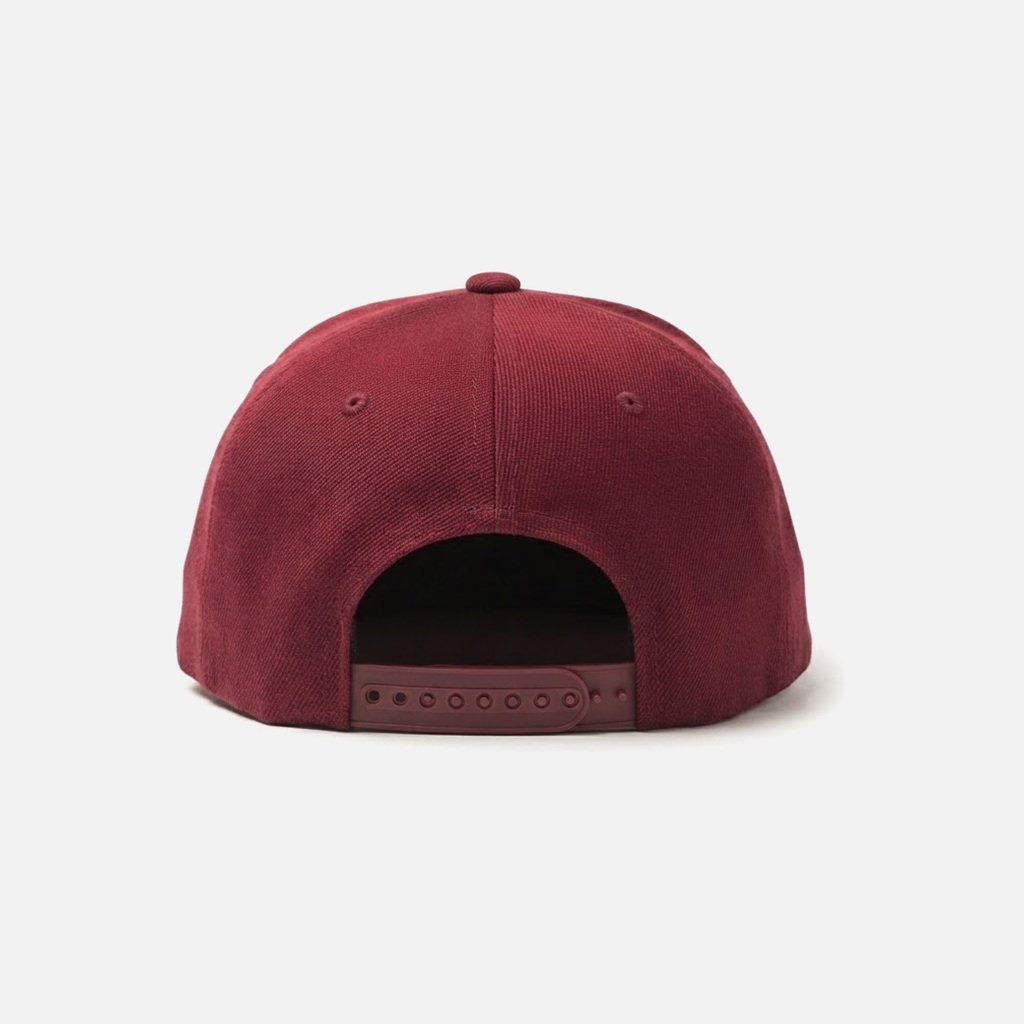 Classic 6-Panel Flat-Brim Snapback, Burgundy, Rear view