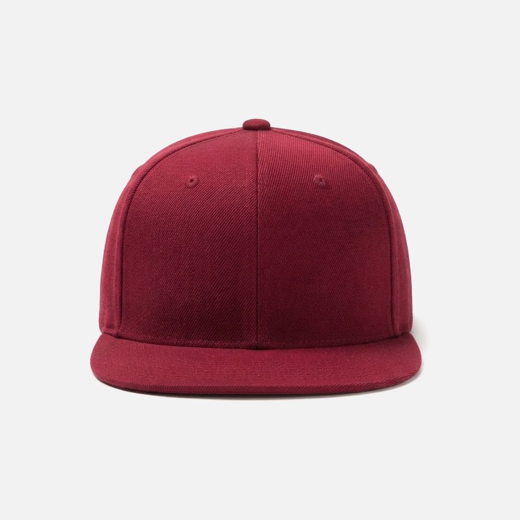 Classic 6-Panel Flat-Brim Snapback, Burgundy, Front view