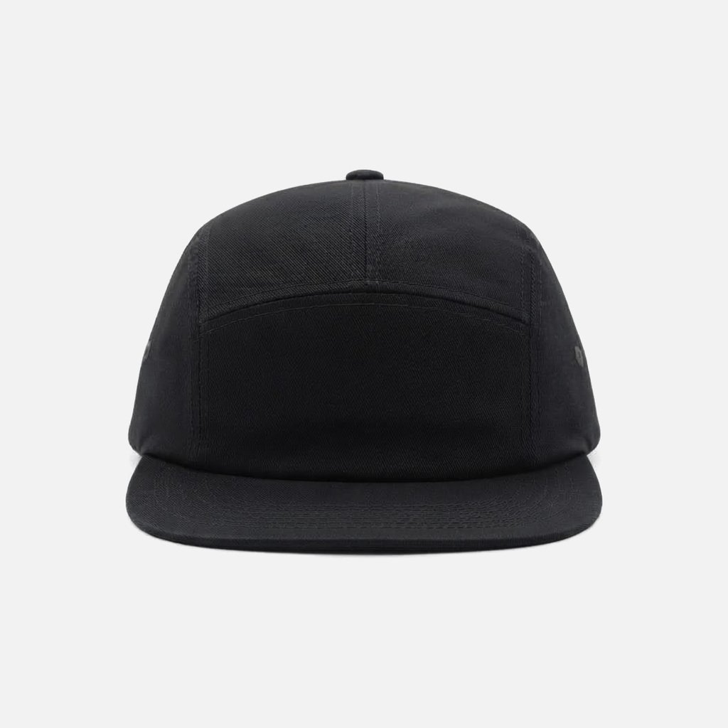 5-Panel Flat-Brim Snapback, Black, Front view