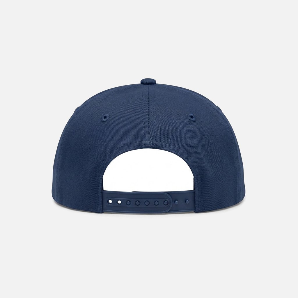 7-Panel Flat-Brim Snapback, Navy, Rear view