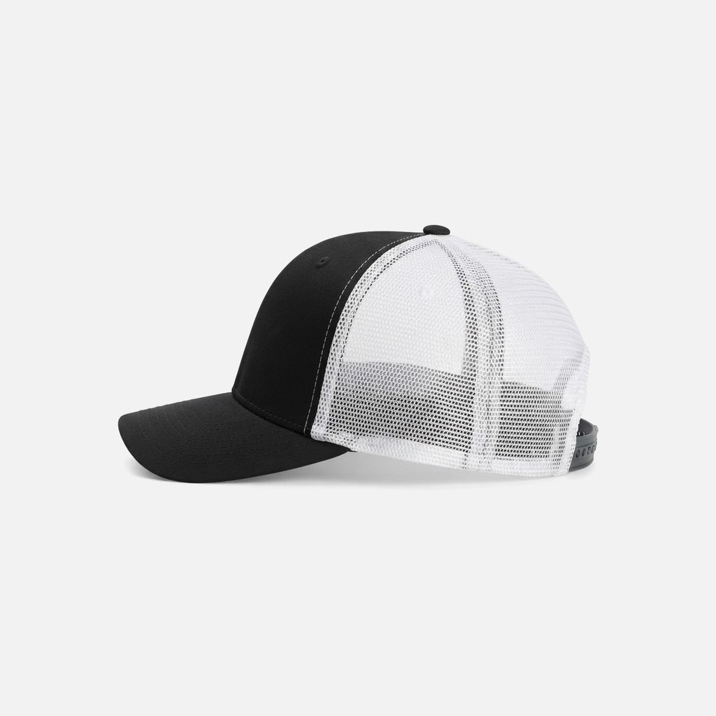 Performance Mesh-Back Cap, Black / White, Side view