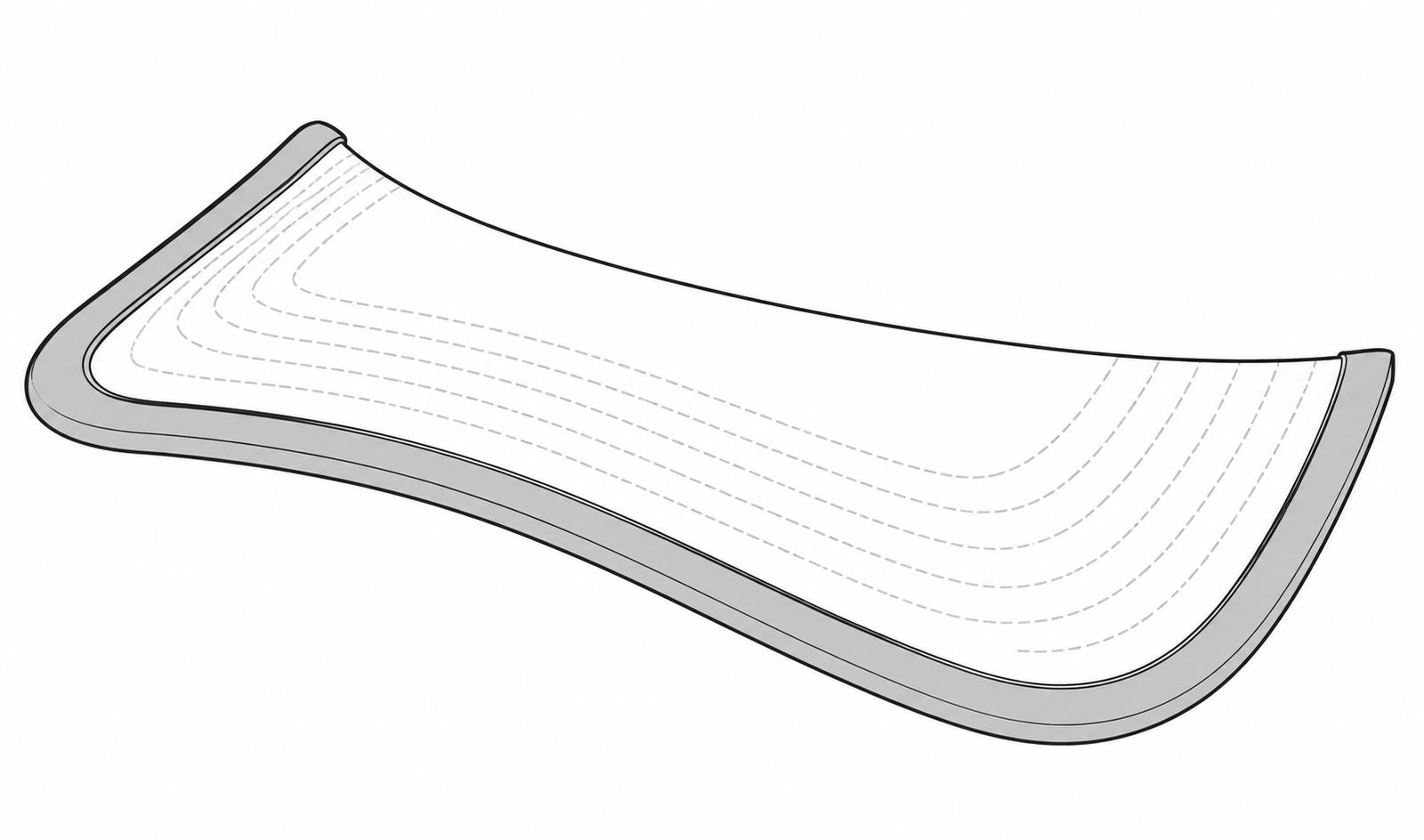 Lip visor technical line drawing