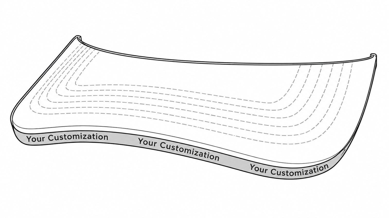 Sandwich visor with lettering technical line drawing
